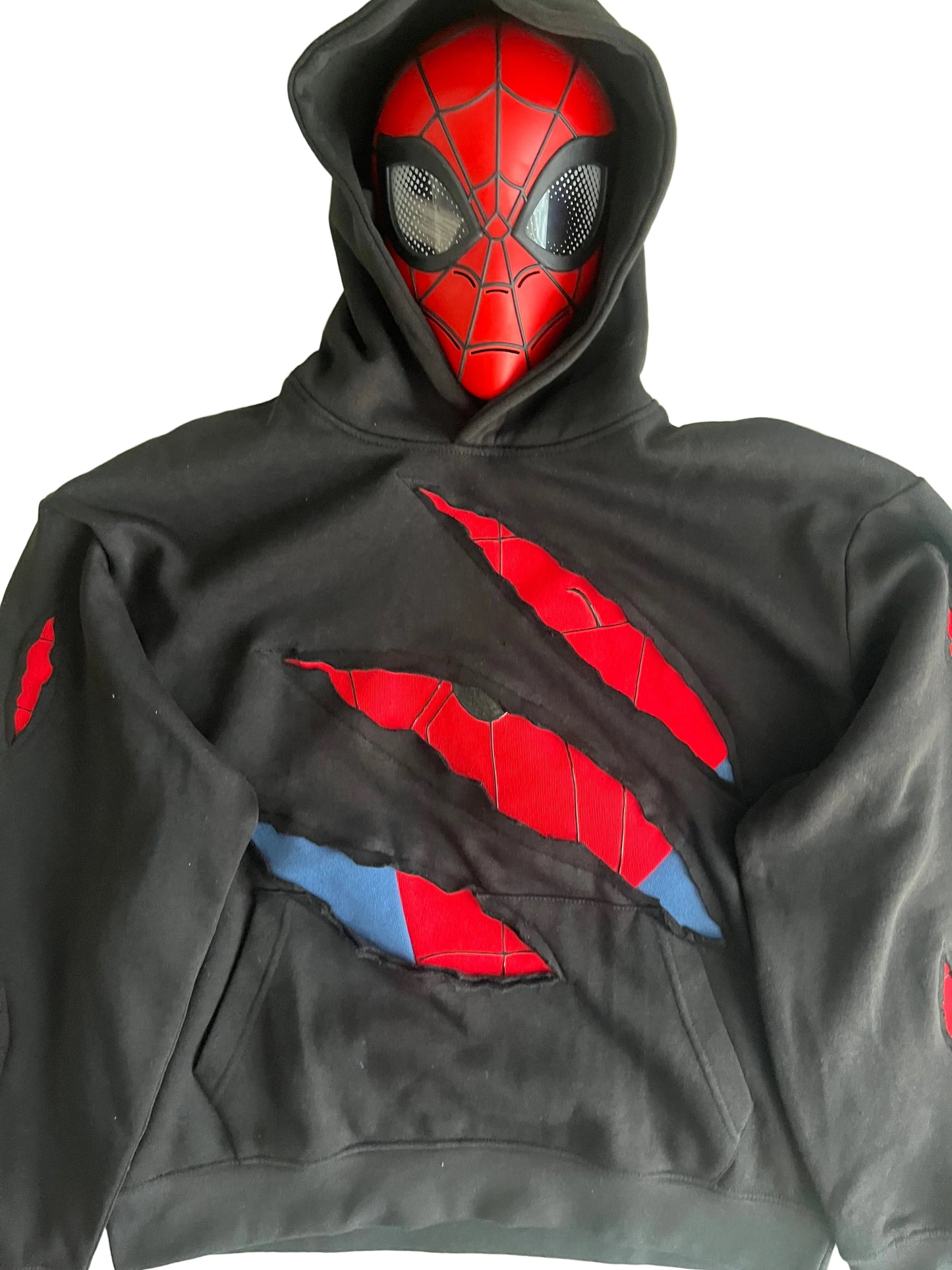 Battle-Damaged Spider Hoodie (Front and Sleeves)