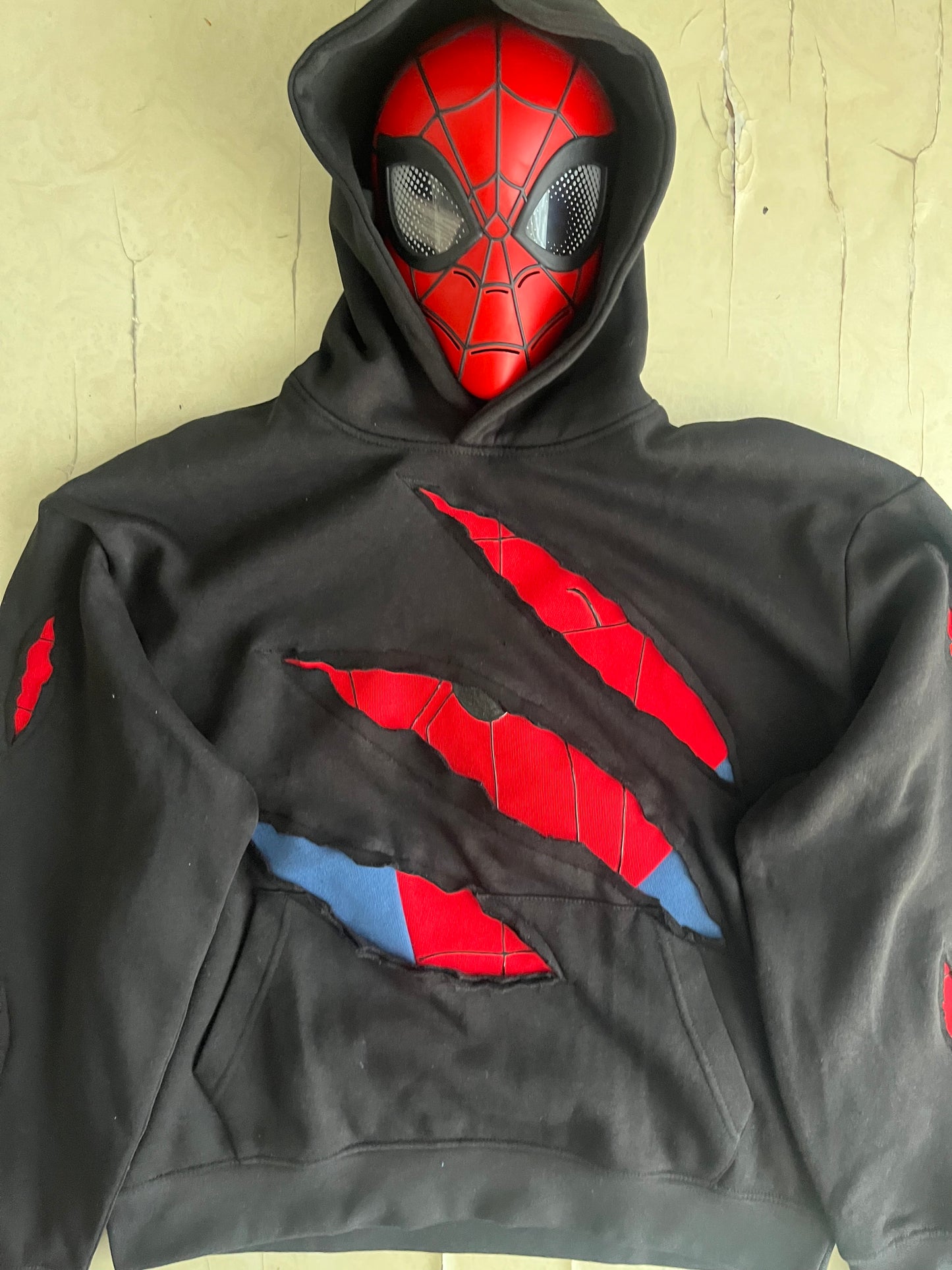 Battle-Damaged Spider Hoodie (Front, Sleeves and Back design)