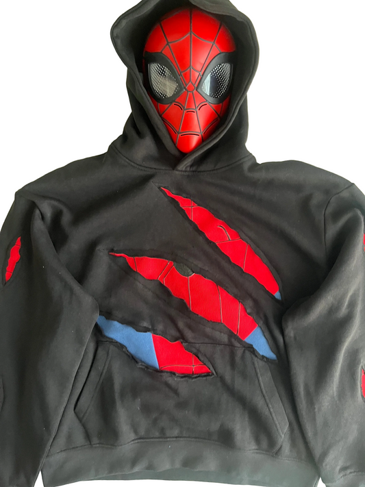 Battle-Damaged Spider Hoodie (Front, Sleeves and Back design)