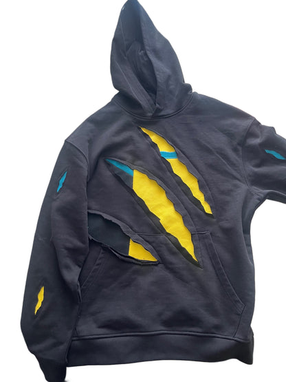 Battle-Damaged Invincible hoodie (Front and Sleeves)