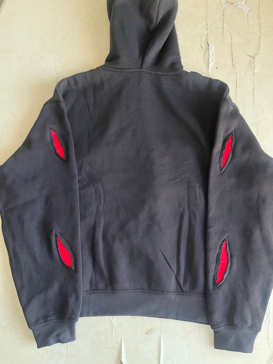 Battle-Damaged Spider Hoodie (Front and Sleeves)