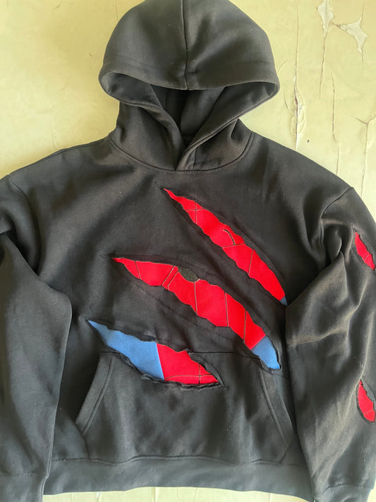 Battle-Damaged Spider Hoodie (Front and Sleeves)