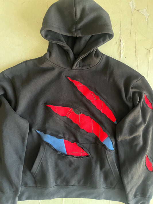 Battle-Damaged Spider Hoodie (Front, Sleeves and Back design)
